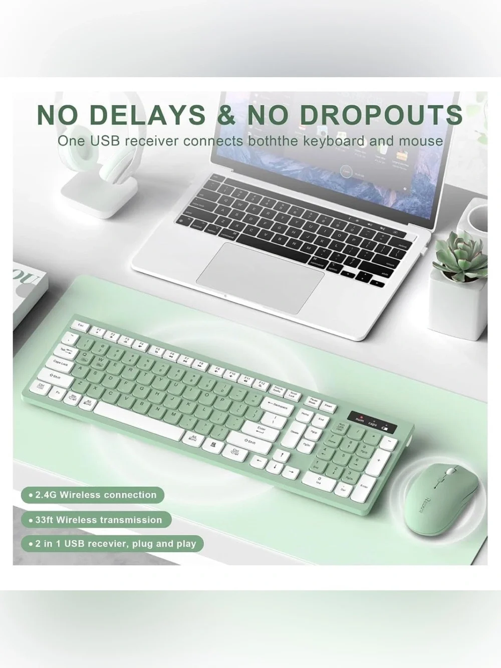 New Wireless Full-Size Keyboard & Mouse Combo 2.4GHz USB Receiver | Windows/Mac